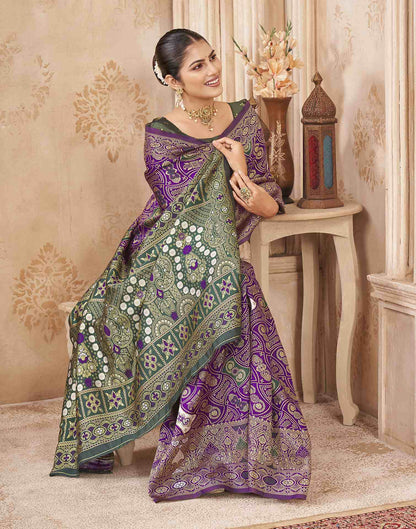 Purple Silk Woven Banarasi Saree