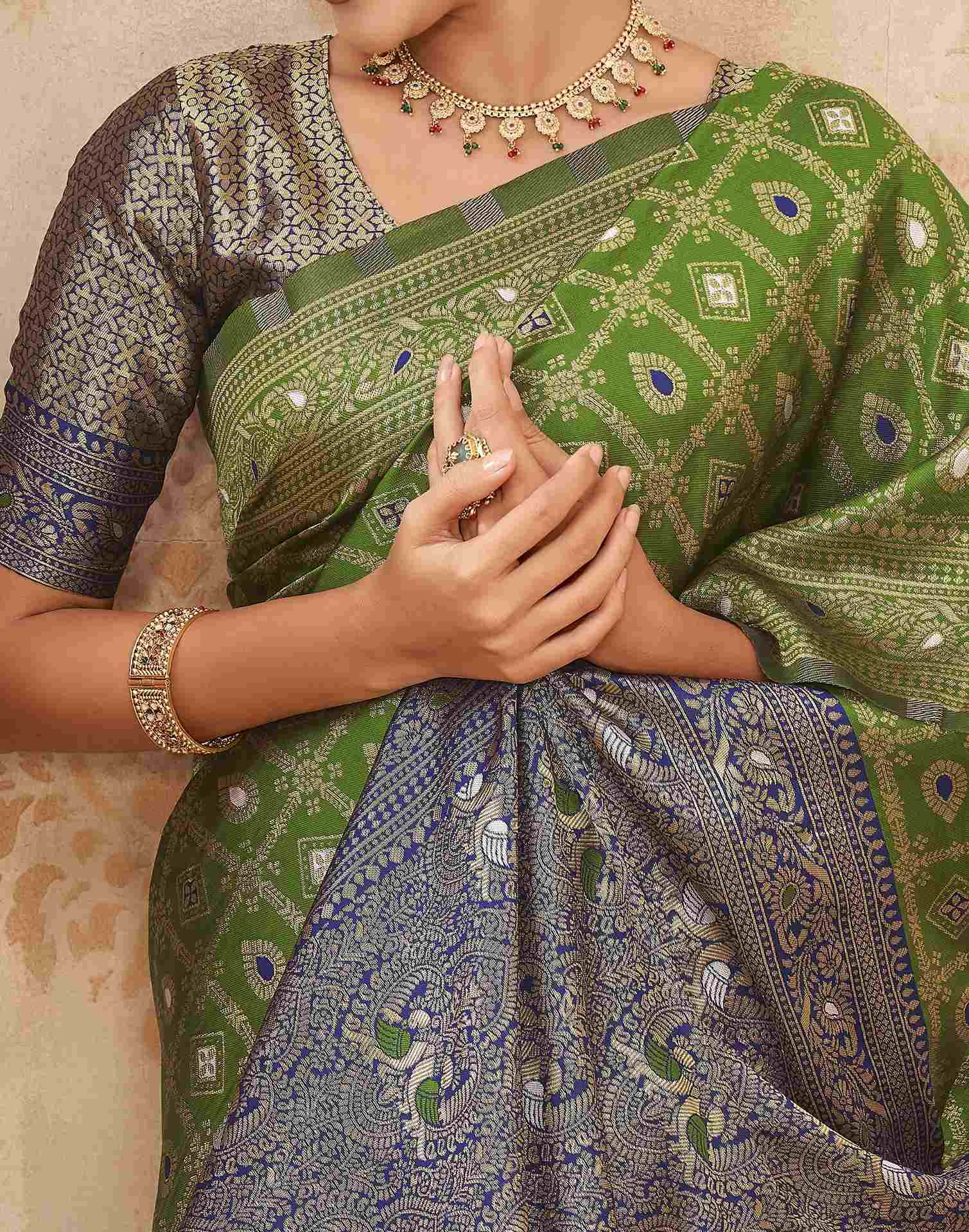 Mehandi Green Silk Woven Banarasi Saree