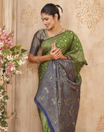 Mehandi Green Silk Woven Banarasi Saree