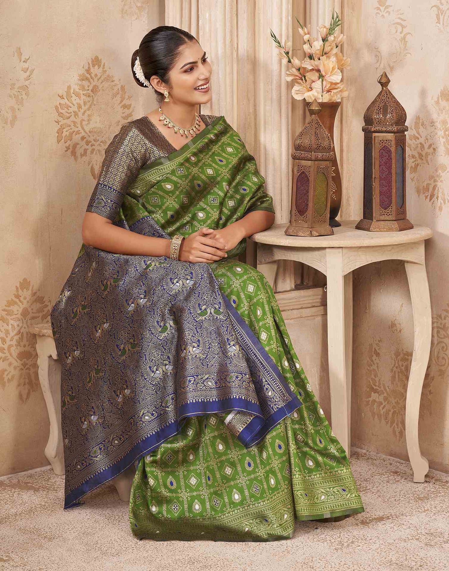 Mehandi Green Silk Woven Banarasi Saree