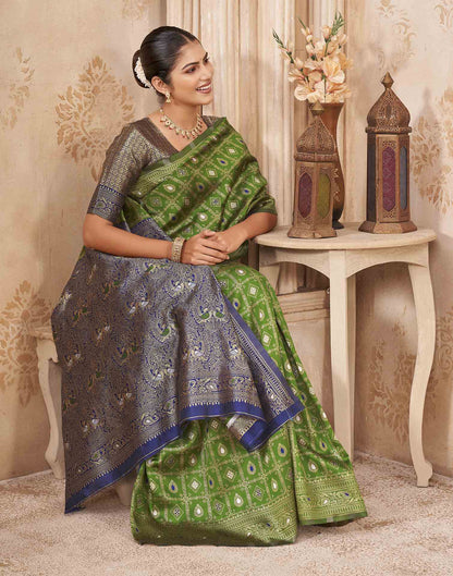 Mehandi Green Silk Woven Banarasi Saree