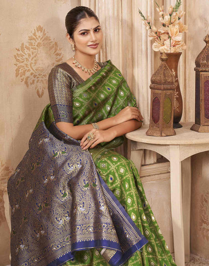 Mehandi Green Silk Woven Banarasi Saree