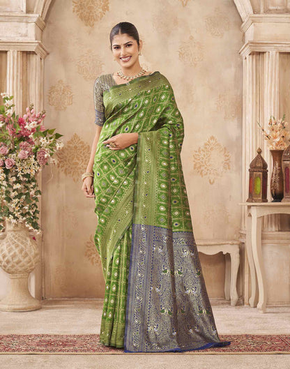 Mehandi Green Silk Woven Banarasi Saree