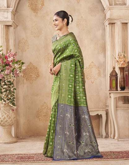 Mehandi Green Silk Woven Banarasi Saree