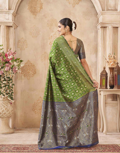 Mehandi Green Silk Woven Banarasi Saree