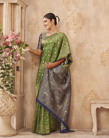 Mehandi Green Silk Woven Banarasi Saree