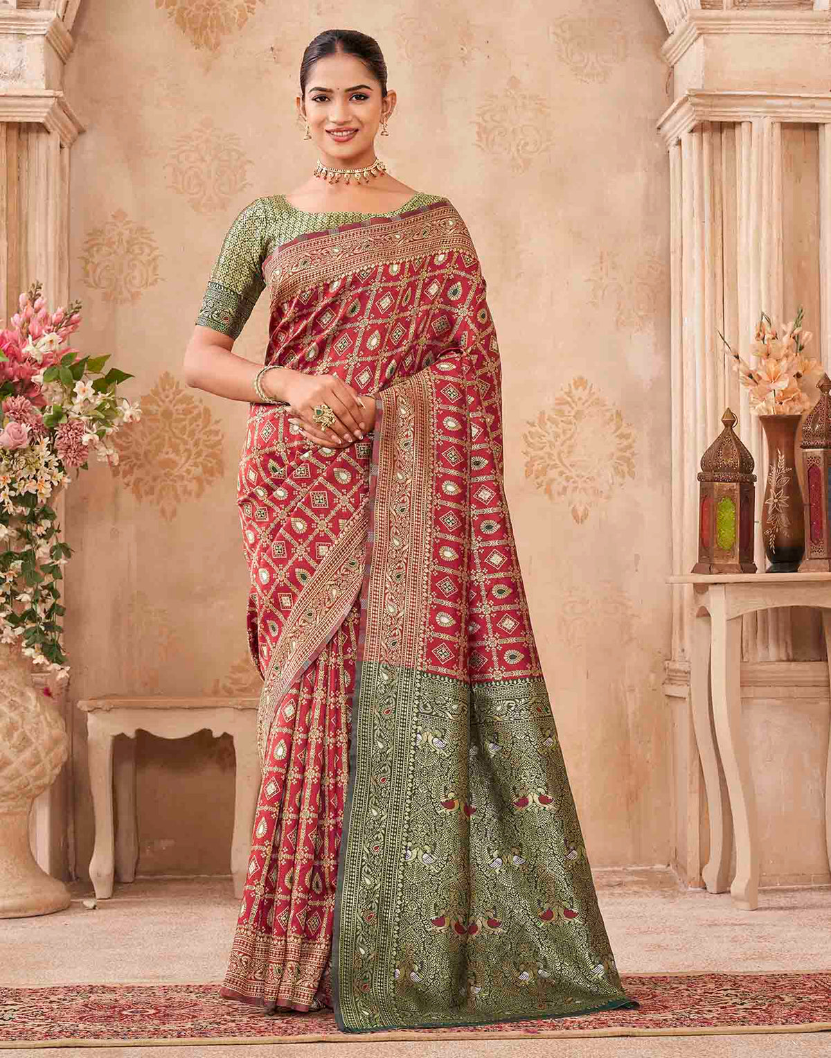 Red Silk Woven Banarasi Saree