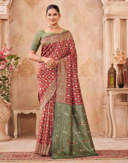 Red Silk Woven Banarasi Saree