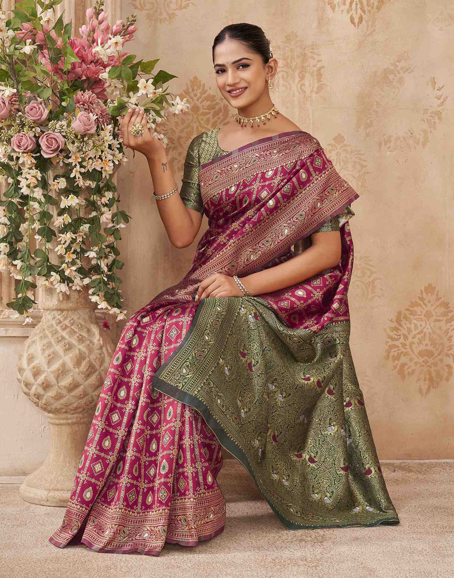 Red Silk Woven Banarasi Saree