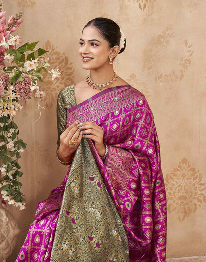 Pink Silk Woven Banarasi Saree