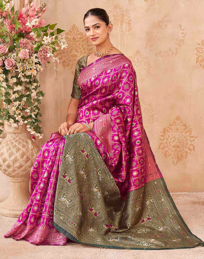 Pink Silk Woven Banarasi Saree