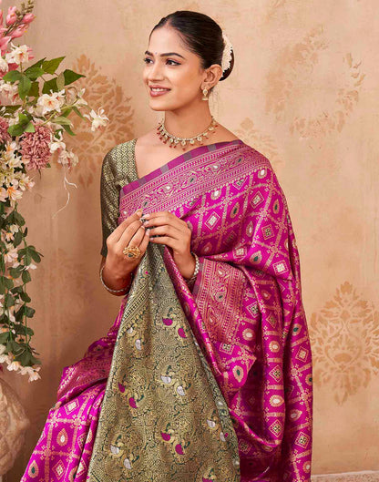 Pink Silk Woven Banarasi Saree
