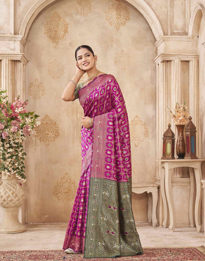 Pink Silk Woven Banarasi Saree
