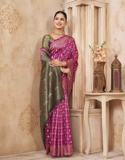 Pink Silk Woven Banarasi Saree