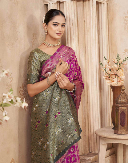 Pink Silk Woven Banarasi Saree