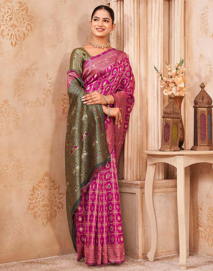 Pink Silk Woven Banarasi Saree