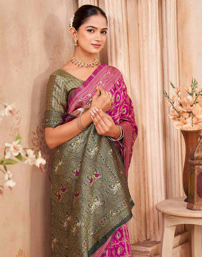 Pink Silk Woven Banarasi Saree