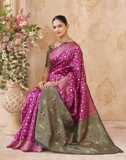 Pink Silk Woven Banarasi Saree
