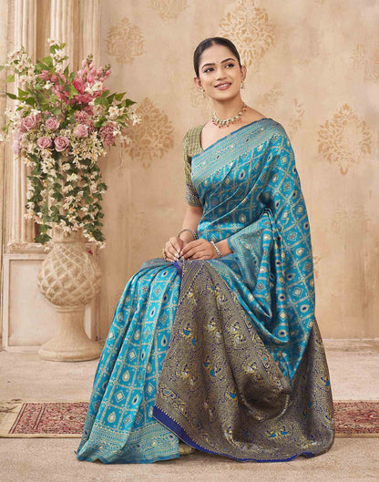 Blue Silk Woven Banarasi Saree