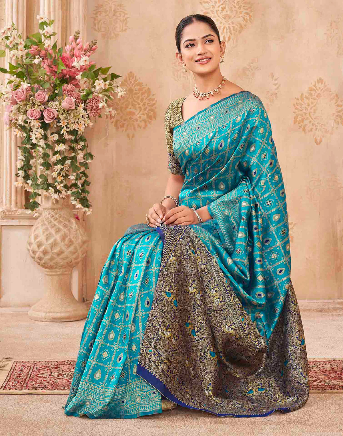 Blue Silk Woven Banarasi Saree
