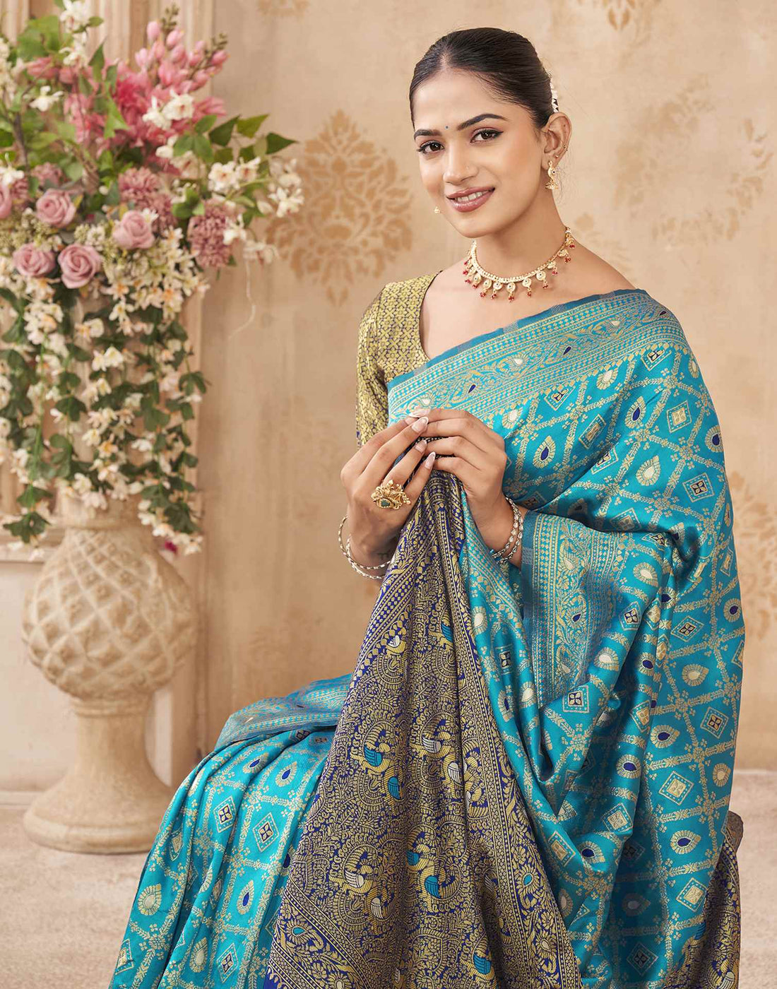 Blue Silk Woven Banarasi Saree