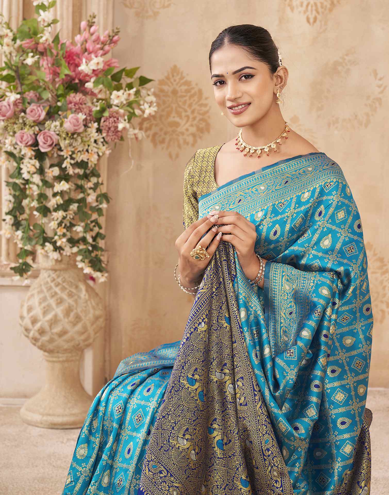 Blue Silk Woven Banarasi Saree