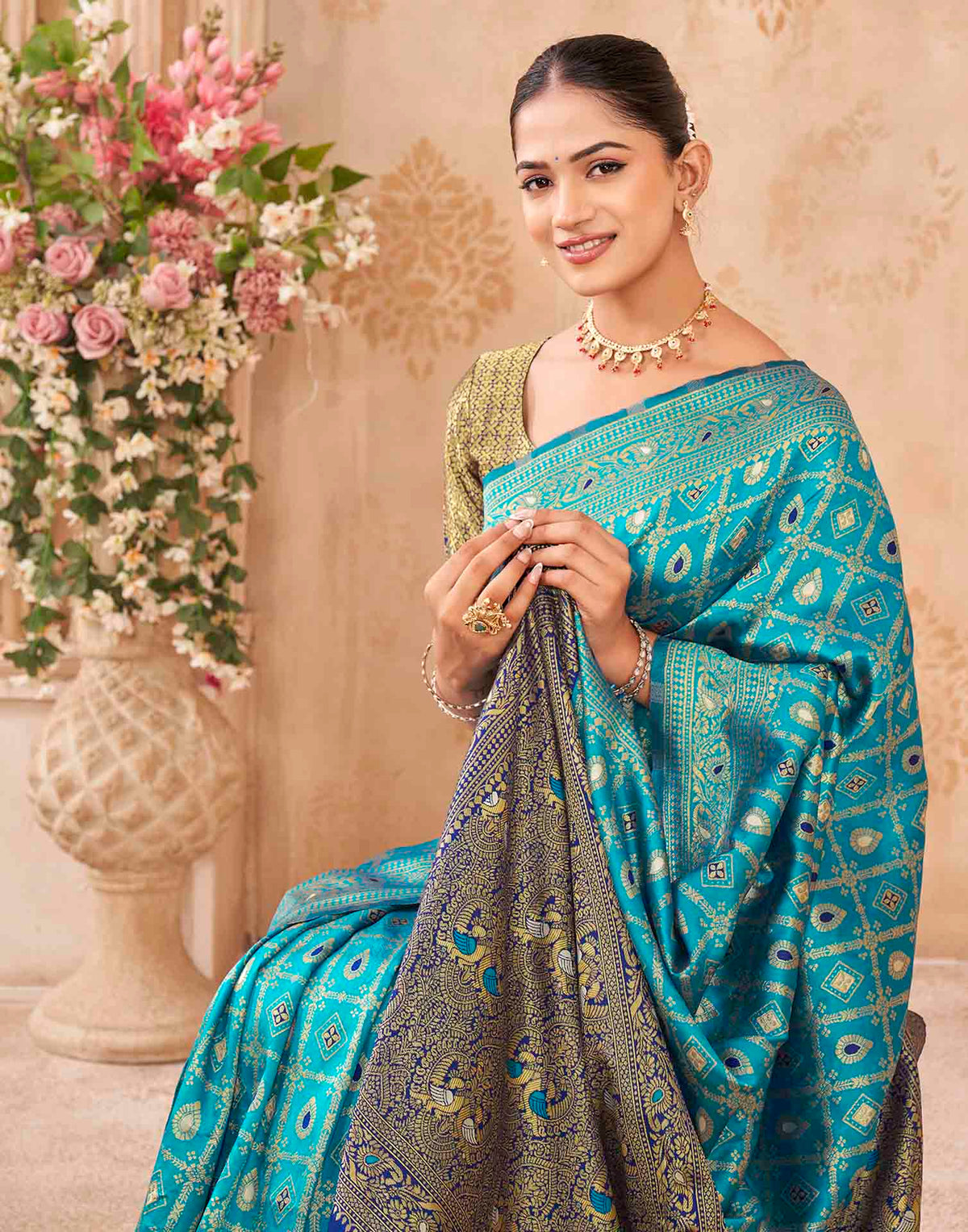 Blue Silk Woven Banarasi Saree