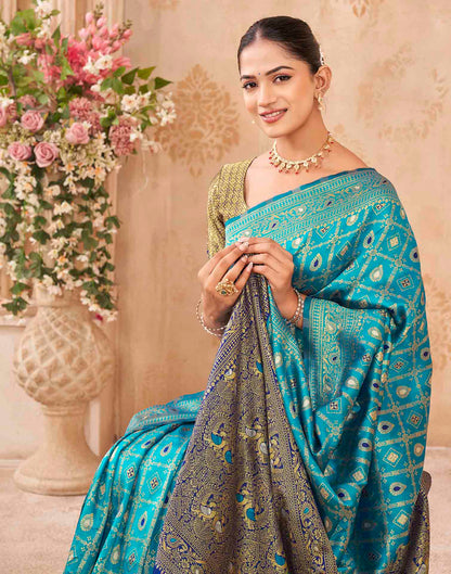 Blue Silk Woven Banarasi Saree