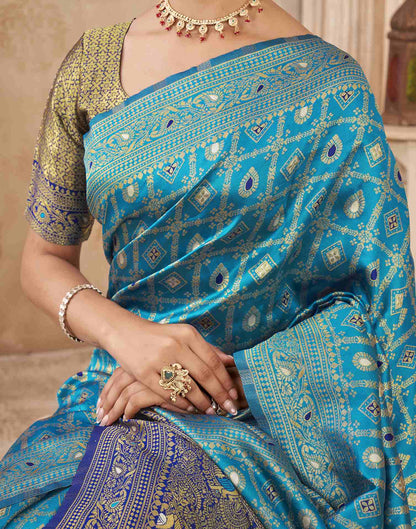 Blue Silk Woven Banarasi Saree