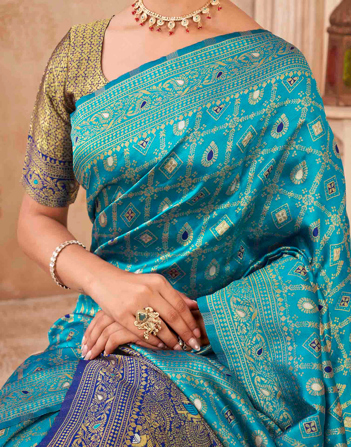 Blue Silk Woven Banarasi Saree