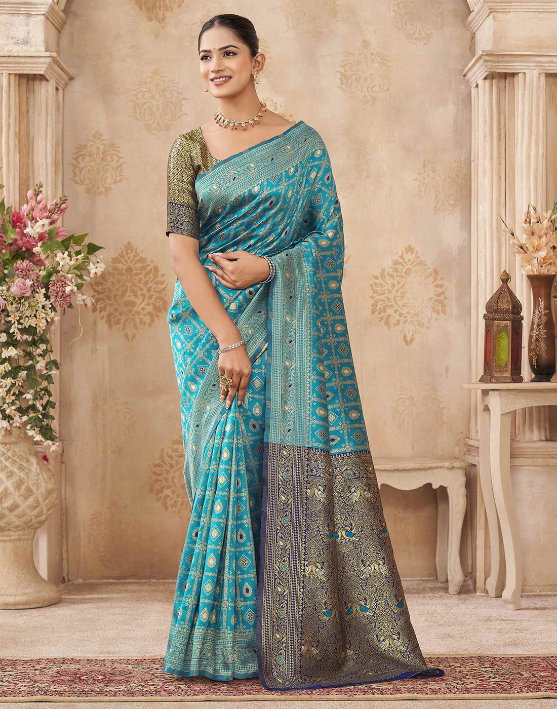 Blue Silk Woven Banarasi Saree