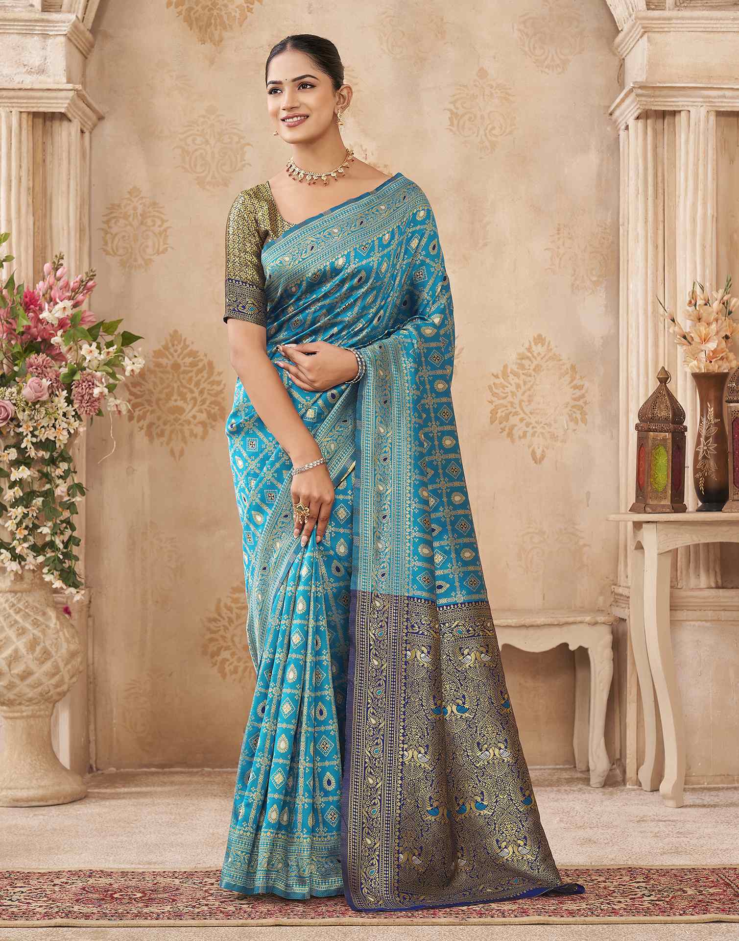 Blue Silk Woven Banarasi Saree
