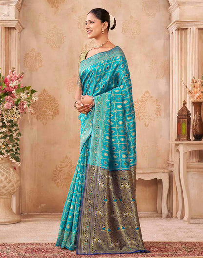 Blue Silk Woven Banarasi Saree
