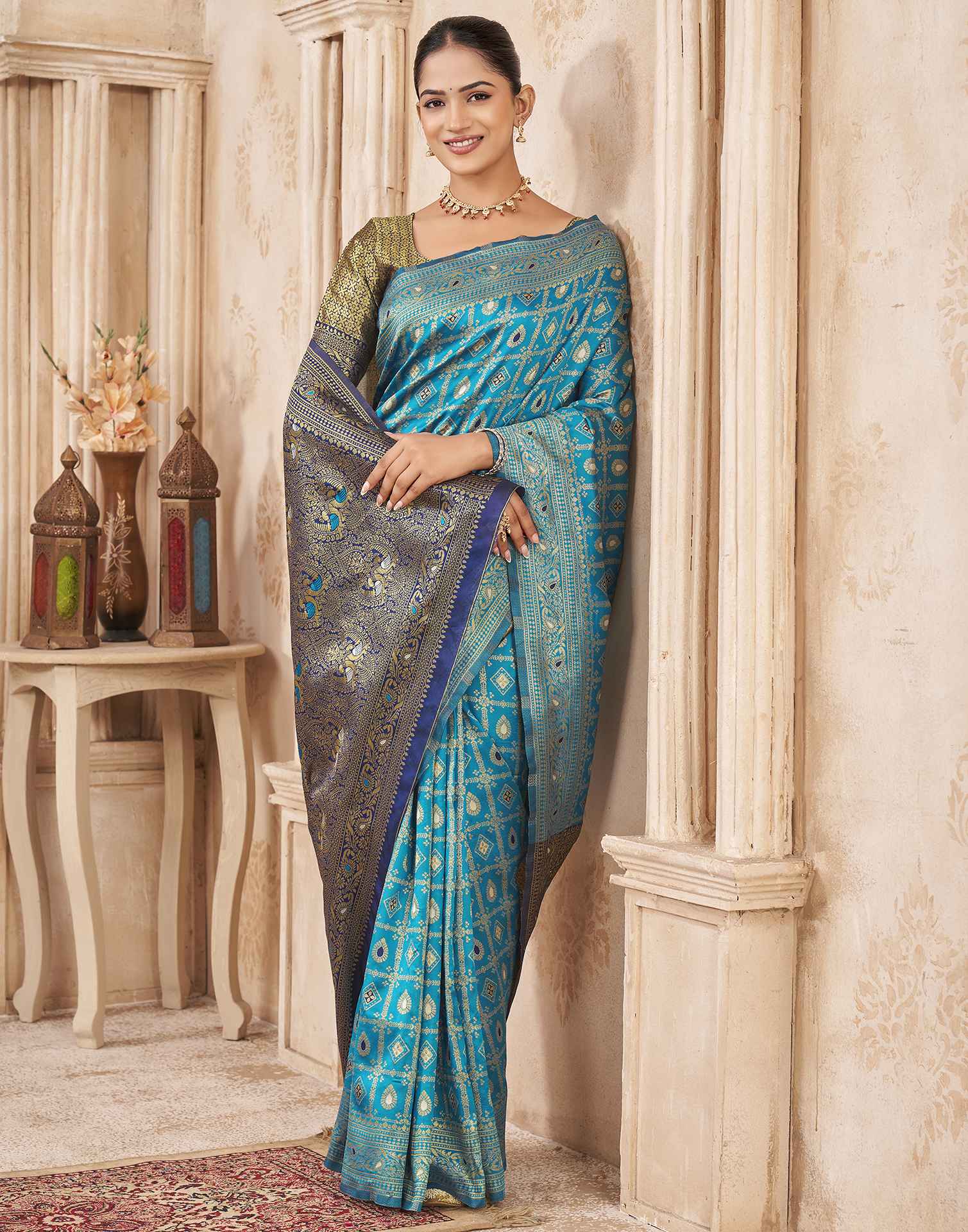 Blue Silk Woven Banarasi Saree