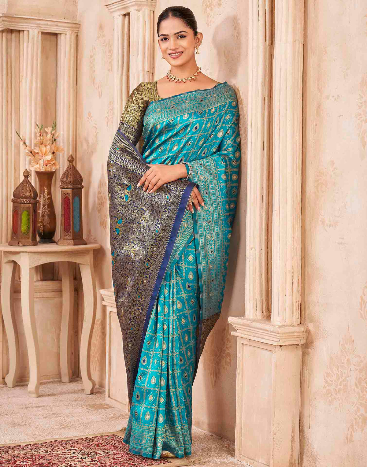 Blue Silk Woven Banarasi Saree