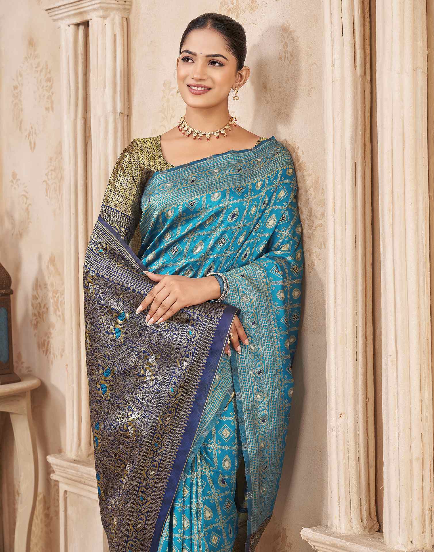 Blue Silk Woven Banarasi Saree