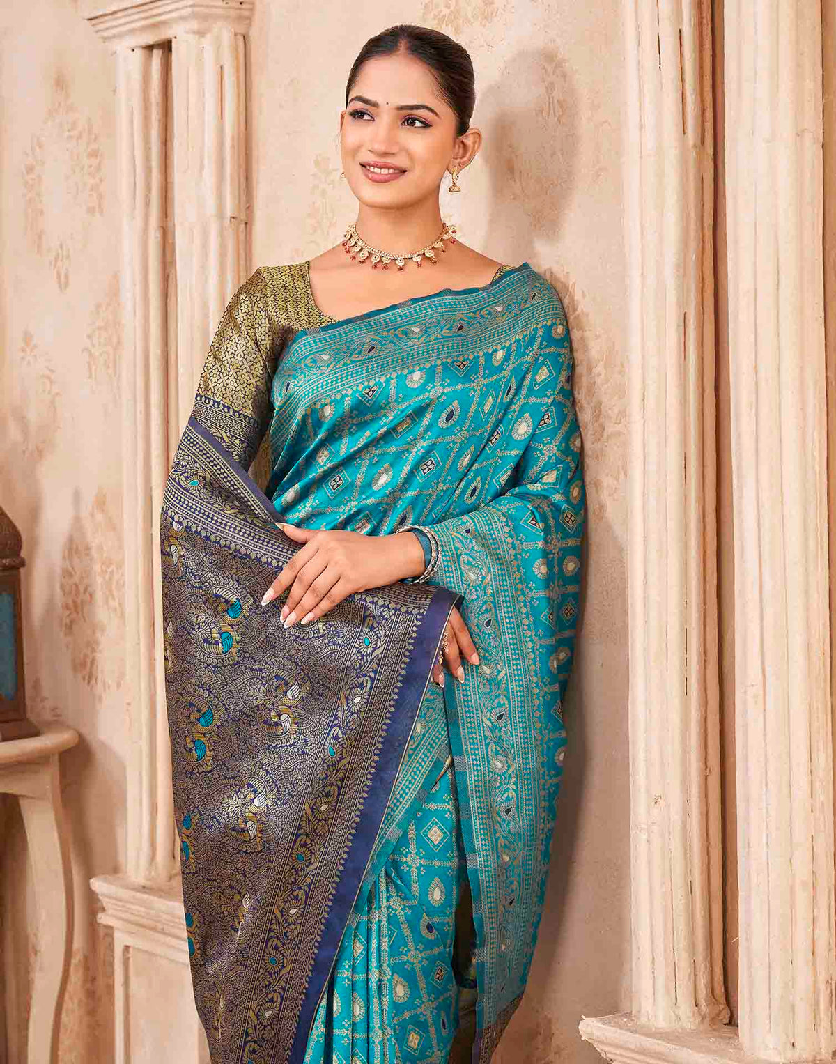 Blue Silk Woven Banarasi Saree