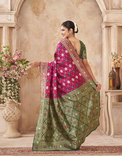 Rani Pink Silk Woven Banarasi Saree