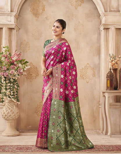 Rani Pink Silk Woven Banarasi Saree