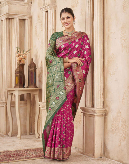 Rani Pink Silk Woven Banarasi Saree