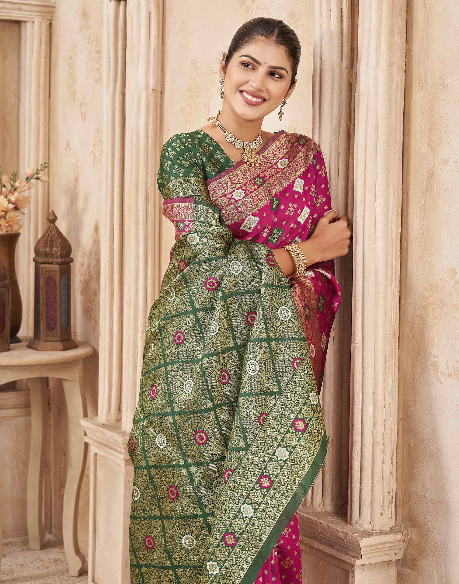 Rani Pink Silk Woven Banarasi Saree