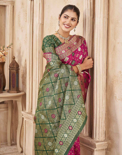 Rani Pink Silk Woven Banarasi Saree
