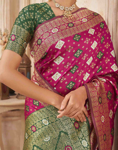 Rani Pink Silk Woven Banarasi Saree