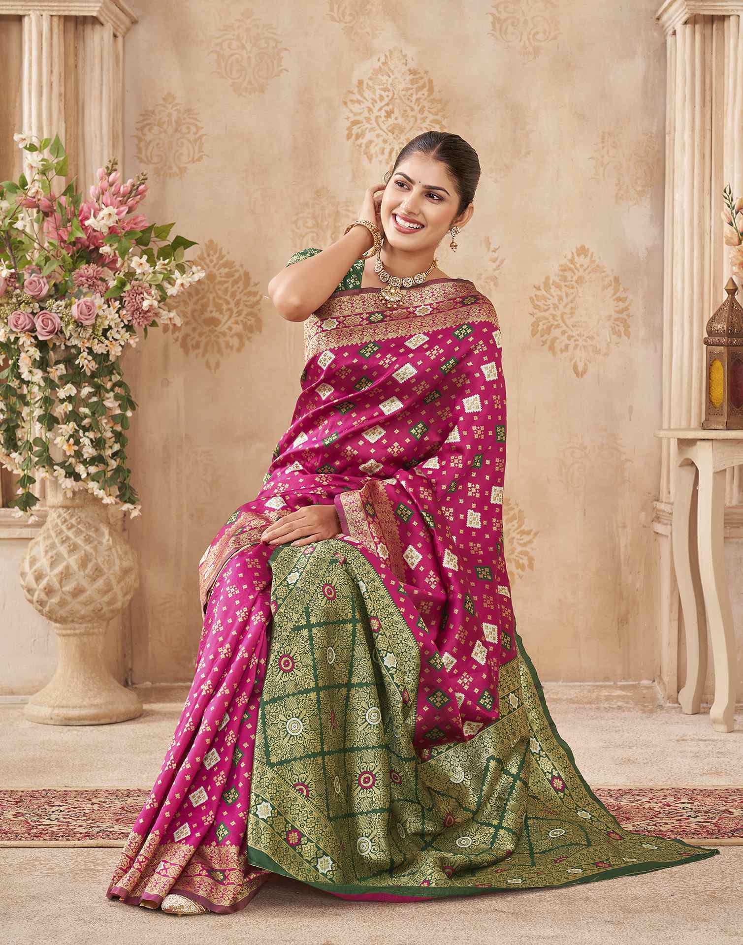 Rani Pink Silk Woven Banarasi Saree