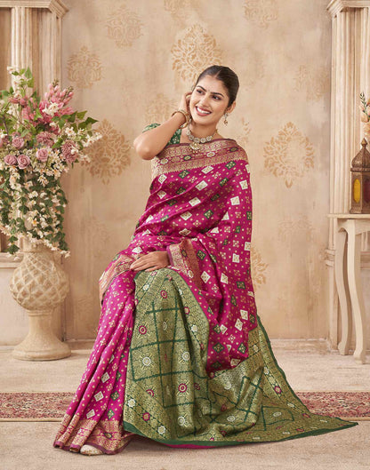 Rani Pink Silk Woven Banarasi Saree