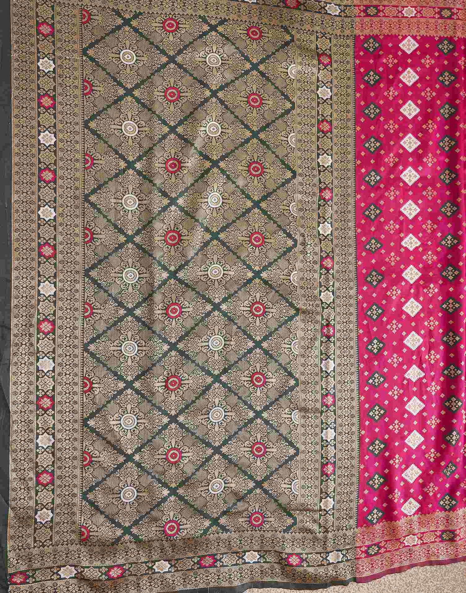 Rani Pink Silk Woven Banarasi Saree