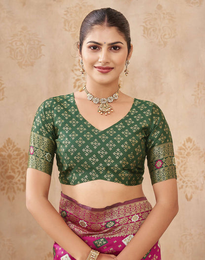 Rani Pink Silk Woven Banarasi Saree