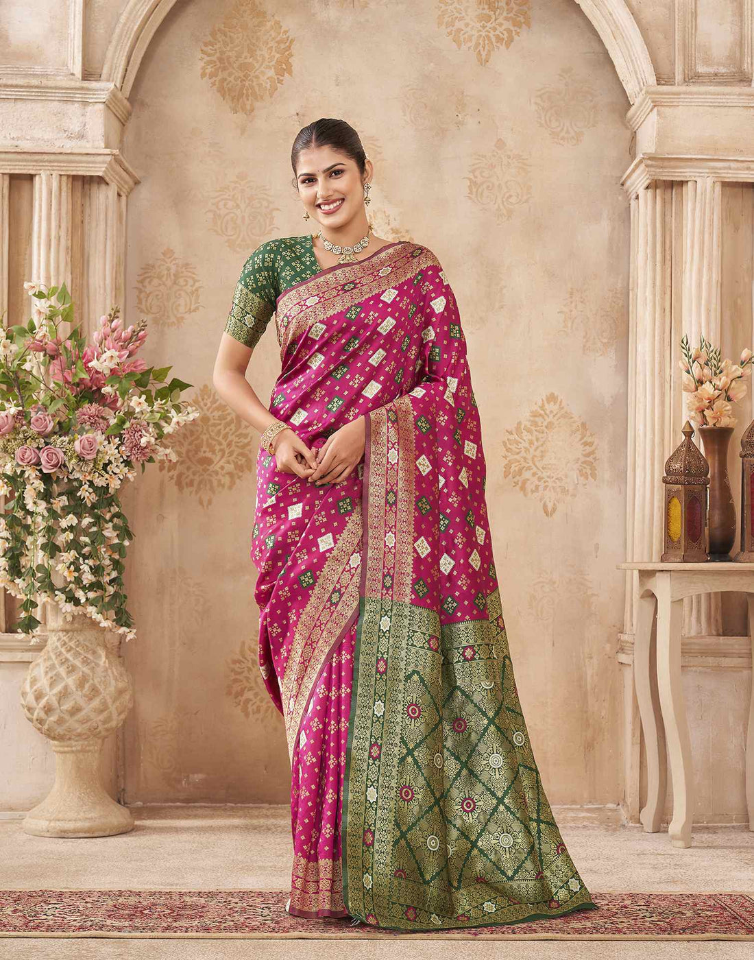 Rani Pink Silk Woven Banarasi Saree