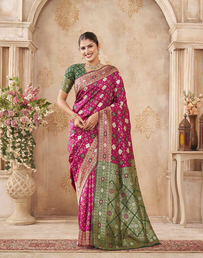 Rani Pink Silk Woven Banarasi Saree