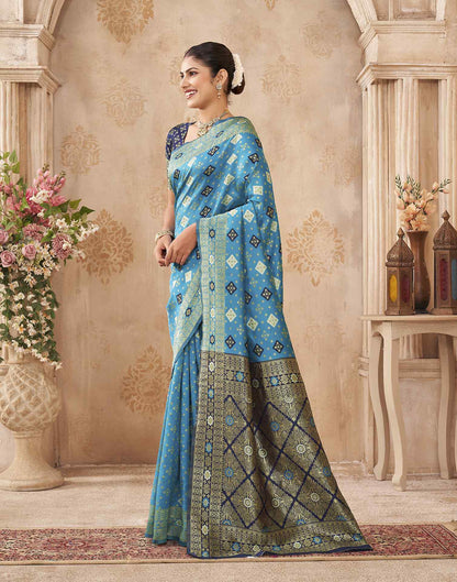 Blue Silk Woven Banarasi Saree